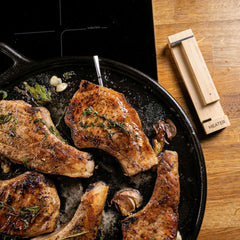 MEATER Pro smart cooking thermometer with bamboo case and wireless probe