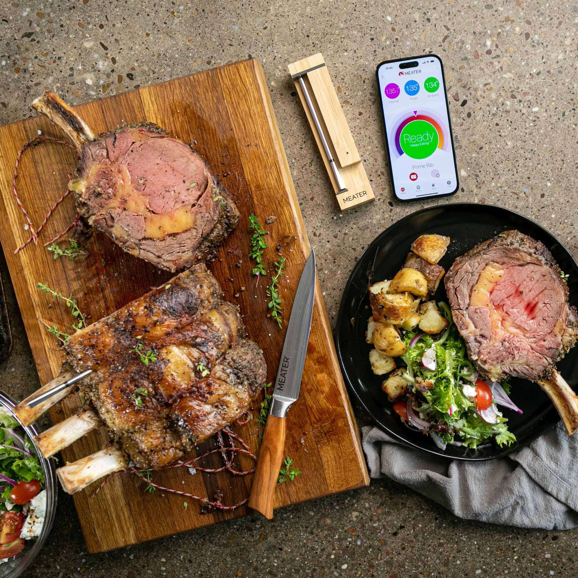 MEATER Pro smart cooking thermometer with bamboo case and wireless probe