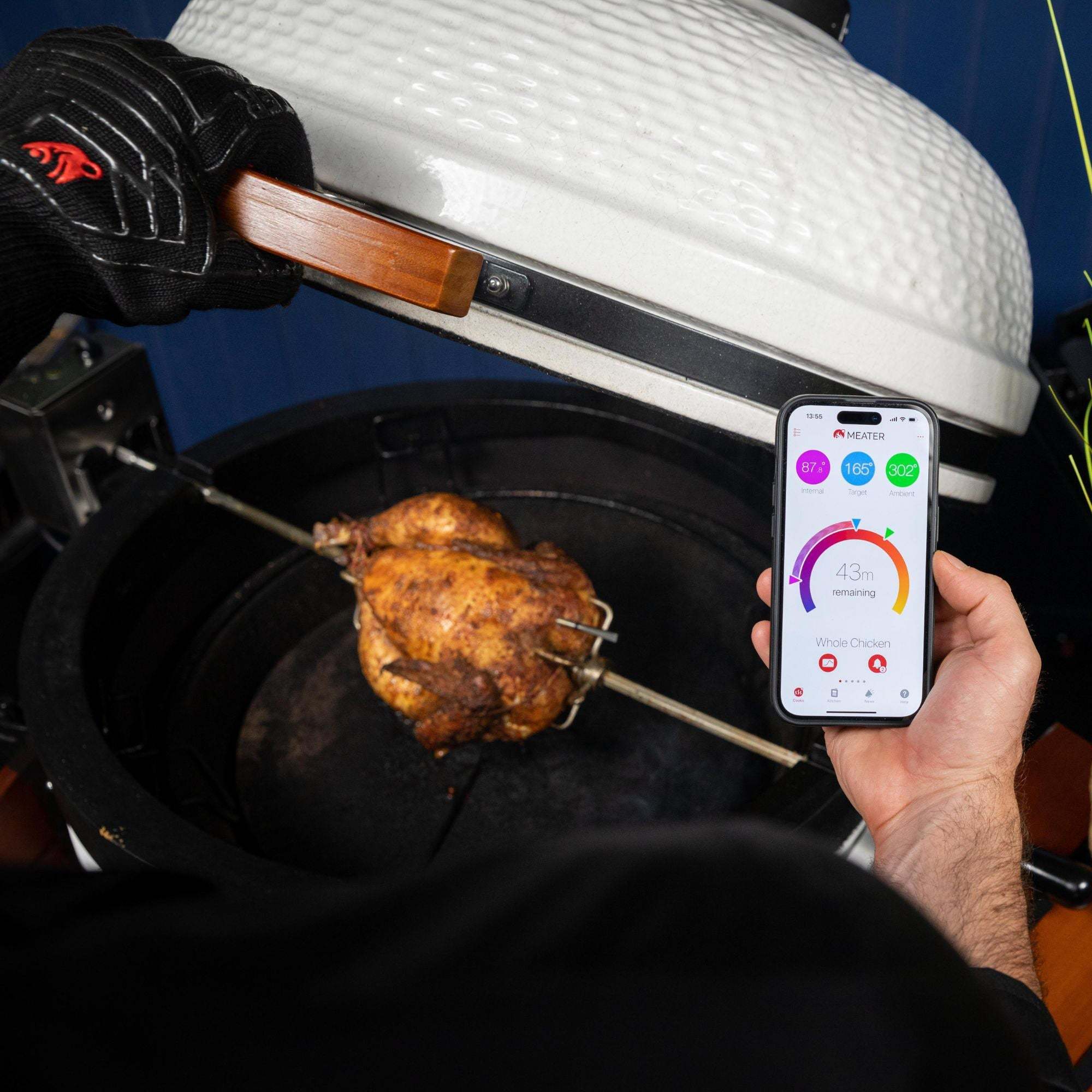 MEATER Pro smart cooking thermometer with bamboo case and wireless probe