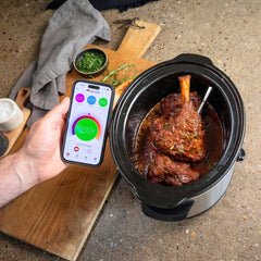 MEATER Pro smart cooking thermometer with bamboo case and wireless probe