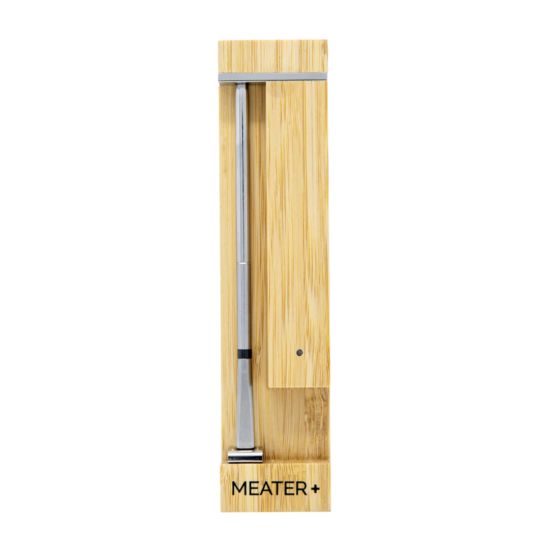 MEATER Pro smart cooking thermometer with bamboo case and wireless probe