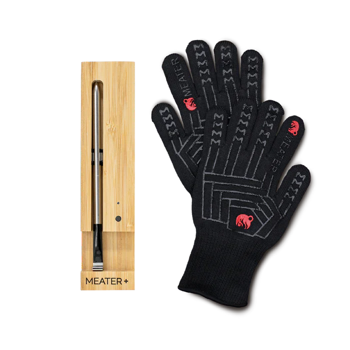 MEATER Plus wireless smart thermometer with heat-resistant MEATER mitts for safe cooking