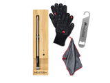 MEATER Plus accessories bundle with heat-resistant mitts, microfiber towel, and steel hanger