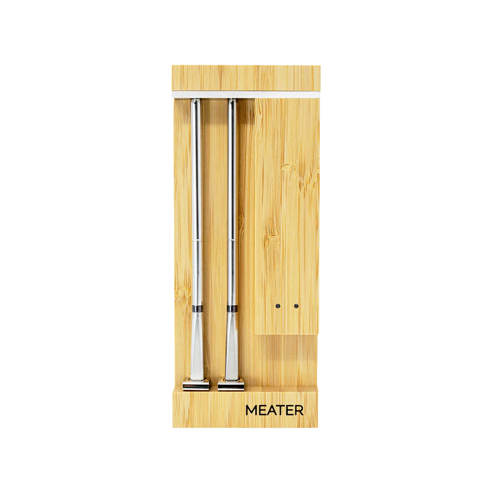 MEATER Pro Duo smart meat thermometer with dual probes and bamboo charging dock